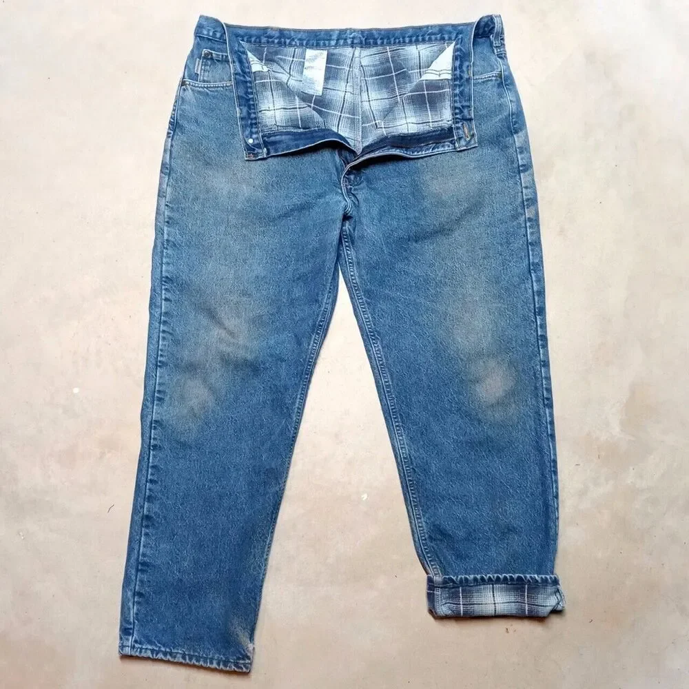 *READ* Carhartt Flannel Lined Relaxed Fit Work Jeans - Size 44x32 (Fits 44x31)